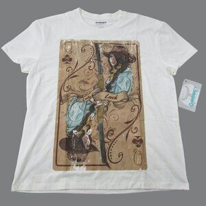 Hooey Women's Short Sleeve Lady Luck Western Cowgirl Graphic T-Shirt Cream
